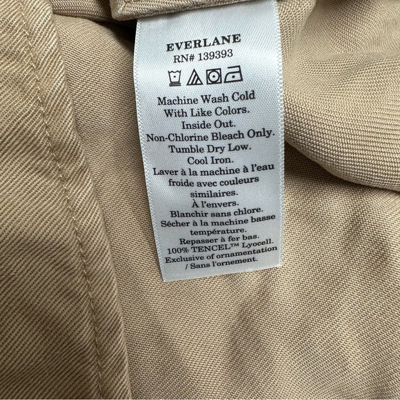 Everlane the tencel puff sleeve Elegant Tan Midi Dress size L - Picture 8 of 12